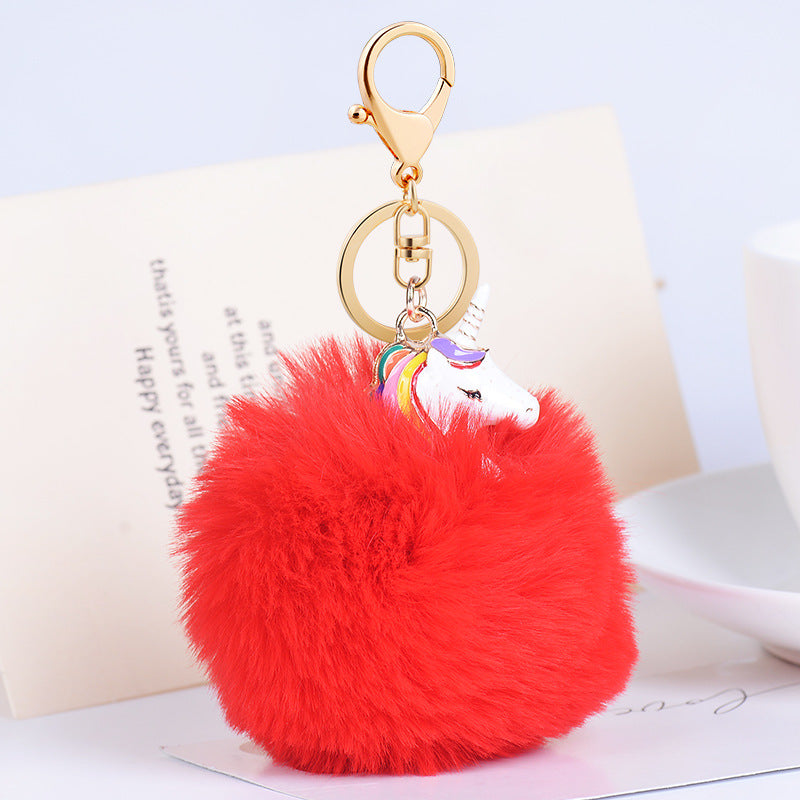 Wholesale Plush Pendant Creative Unicorn Fashion Metal Keychains